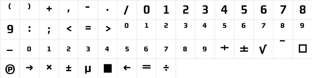 MorganSnFigures Bold  glyph index