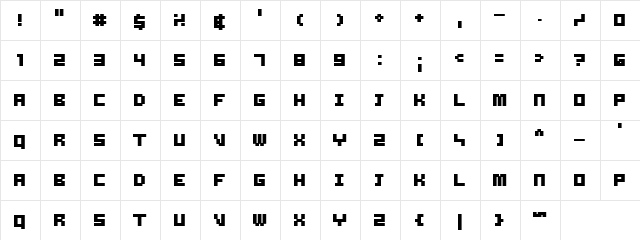 Samson Bold Regular  glyph index