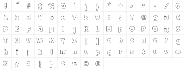 RoostHeavy Hollow Regular  glyph index