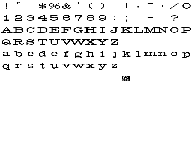 Biggen Regular  glyph index