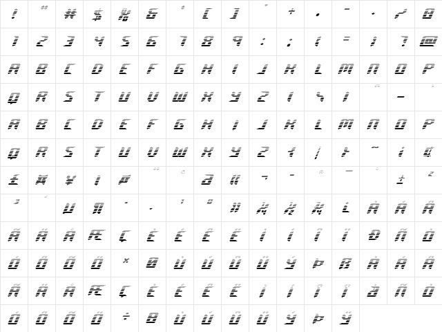 Robo-Clone Gradient Regular  glyph index
