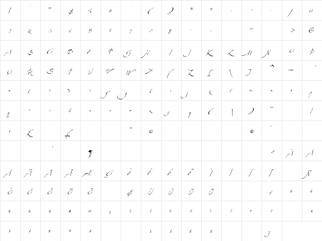 LaFigura Regular  glyph index