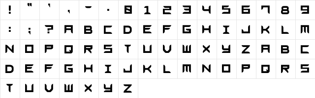 Blades GF Free Regular  glyph index