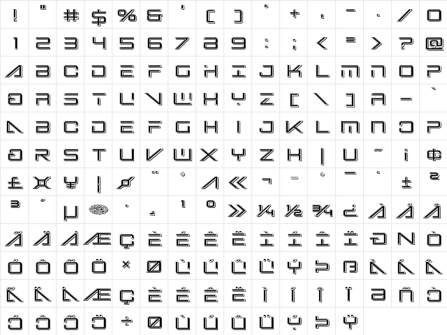 Banshee Pilot Punch Regular  glyph index