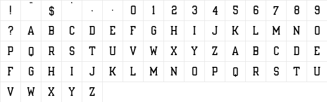 Nuport Regular  glyph index