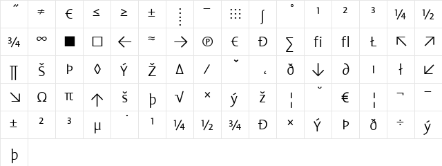 Profile Light  glyph index