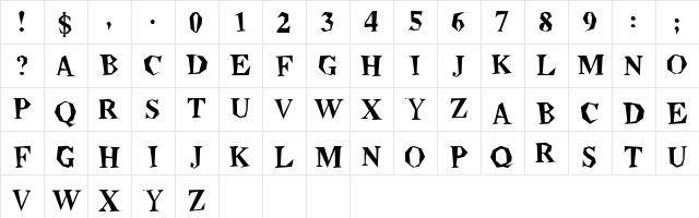 Beatnik Plain  glyph index