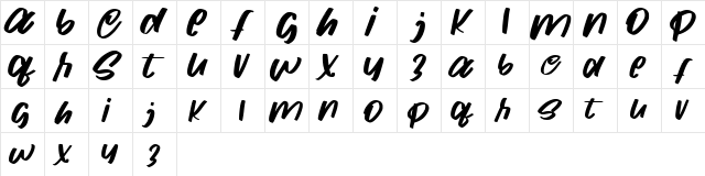 Christmas sweet Regular  glyph index