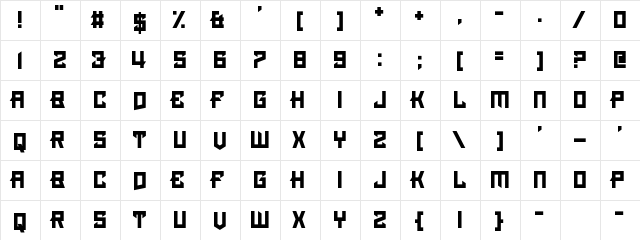 Pimlico Regular  glyph index
