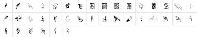 MoyrasParrots Regular  glyph index
