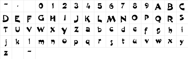 R1999 Regular  glyph index