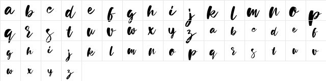 Holiday Sun Regular  glyph index