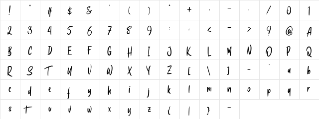 Hoosky Regular  glyph index
