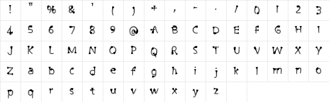 Cutie Pie 3 Regular  glyph index