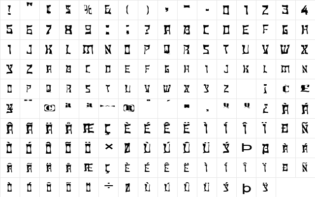 FZ WARPED 18 EX Normal  glyph index