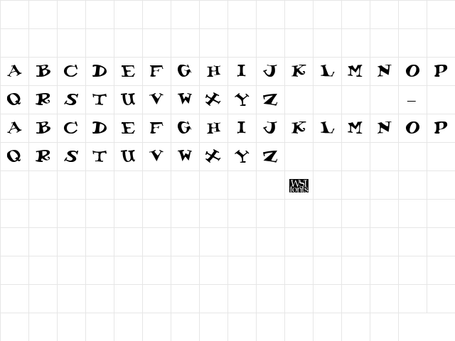 KoolKapsDisplayHvy Regular  glyph index