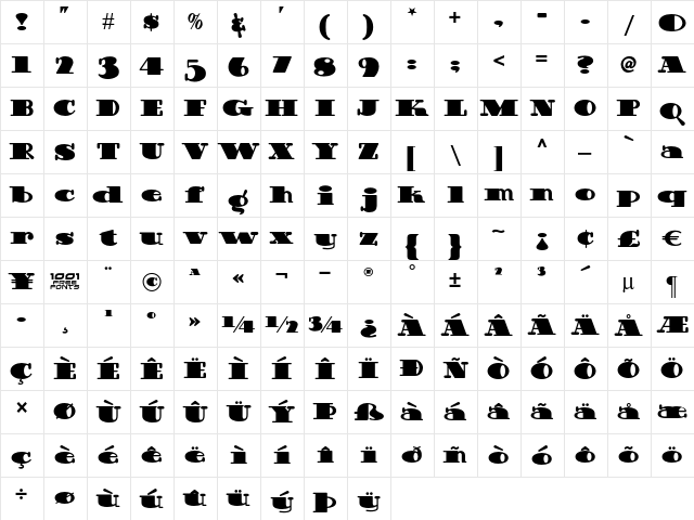Guinness Extra Stout NF Regular  glyph index