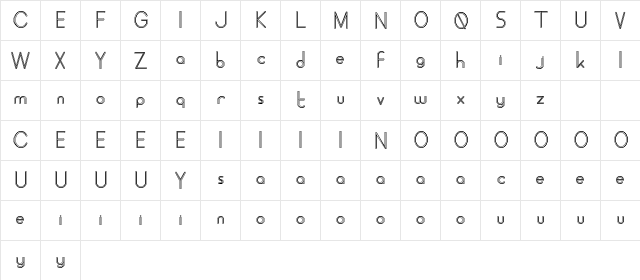 ALDORA DEMO Stroke Regular  glyph index