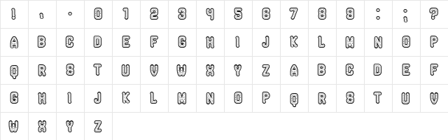 Rockefeller Hollow Regular  glyph index