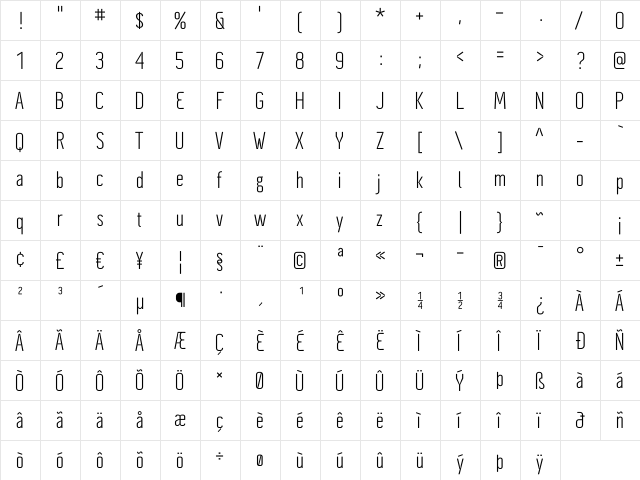 CynapseRegular Regular  glyph index