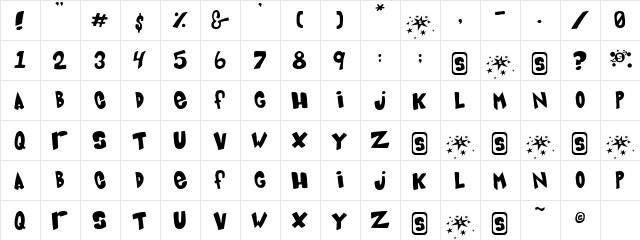 Blue Card Regular  glyph index