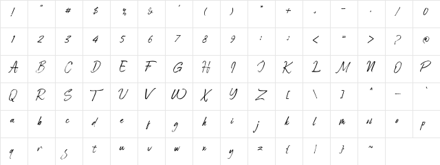 Roadsouth_demo Regular  glyph index