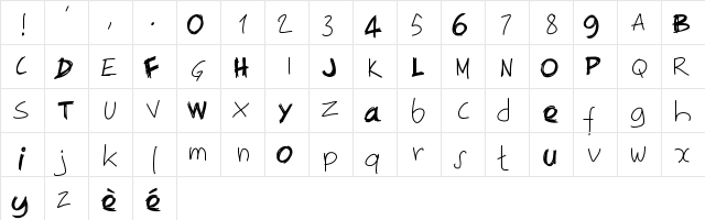 PWIrregular Medium  glyph index