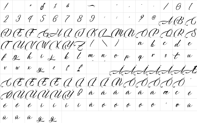 Harytian - Personal Use Regular  glyph index