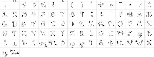 Daisy Mae Regular  glyph index