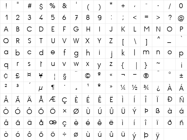 Script cole Regular  glyph index