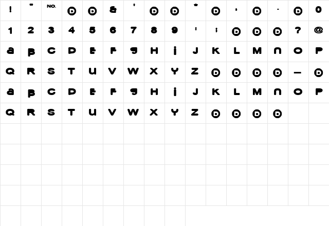 Grifter Regular  glyph index