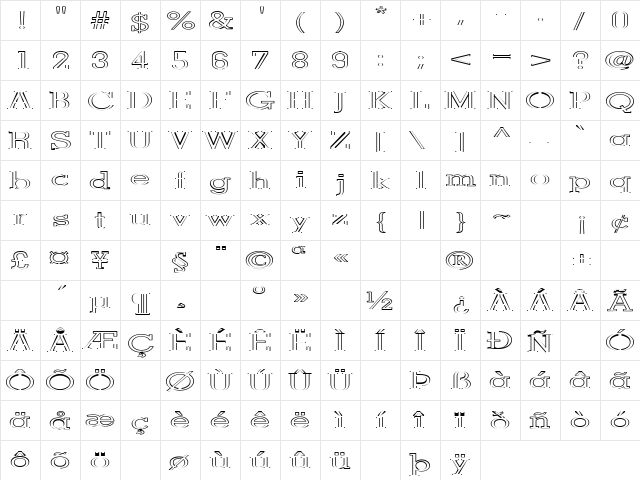 Marge 2 Regular  glyph index