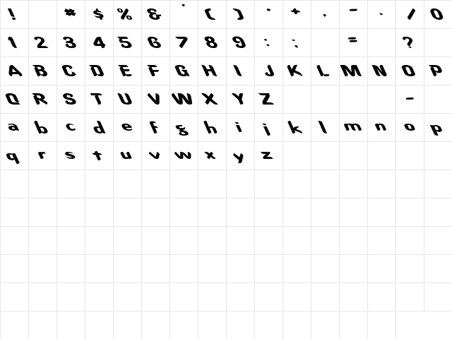 Oregon Dry Ex Lefty Regular  glyph index
