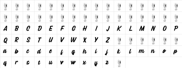 Lattetude Regular  glyph index