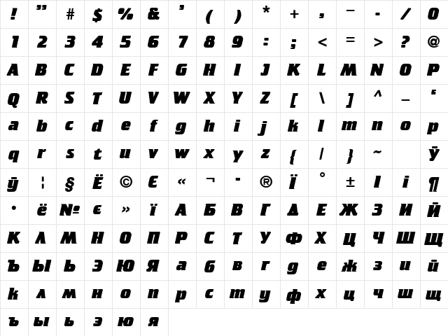 CricketHeavy Normal  glyph index