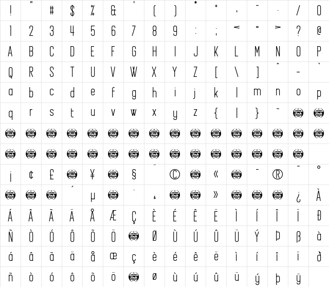 Another Flight Regular  glyph index
