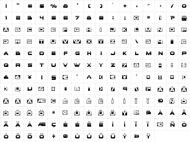 voxBOX Halftone Regular  glyph index