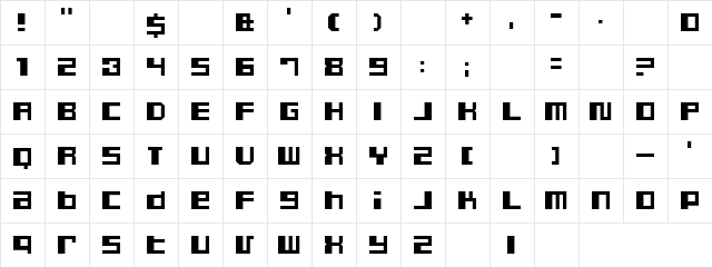 Dusty Regular  glyph index