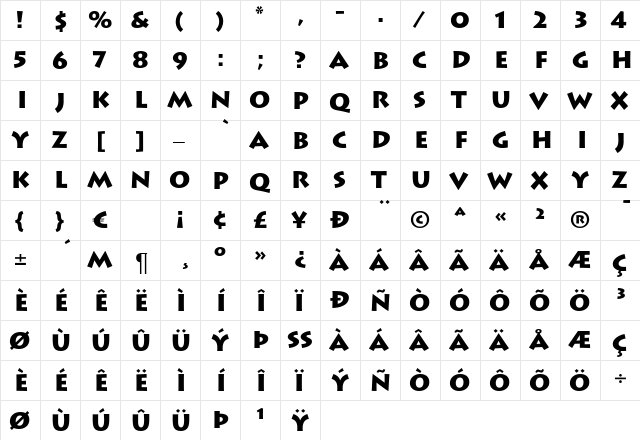 Literat Black DB Regular  glyph index