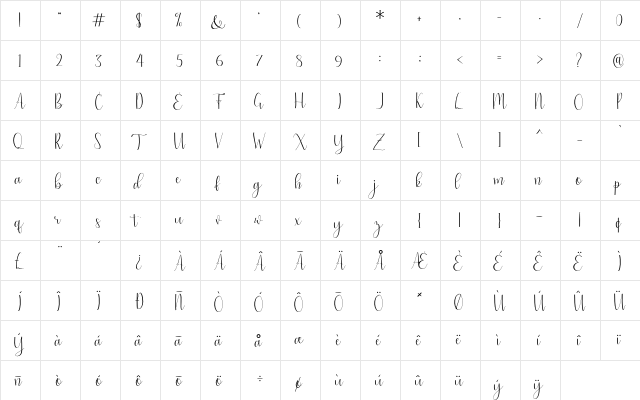 just friends Regular  glyph index