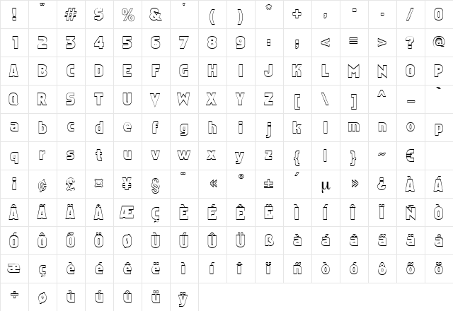 NarbonneOpen Regular  glyph index