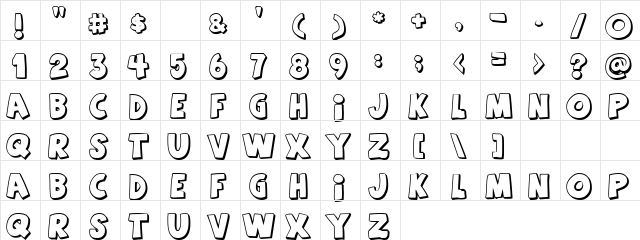 Stephu Gran Regular  glyph index