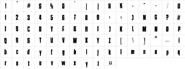 LHF Tallington Traditional Regular  glyph index