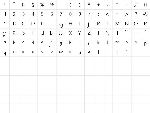 Val Blanc Regular  glyph index