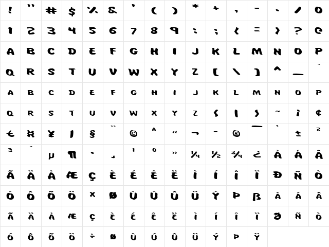 Miss Amanda Jones Exp Exp  glyph index