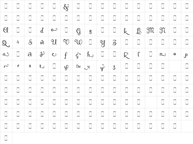 Fling Alts LET Plain  glyph index
