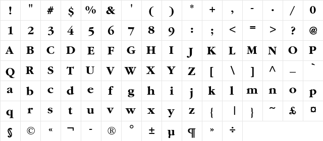 AGSaturdayC Bold  glyph index