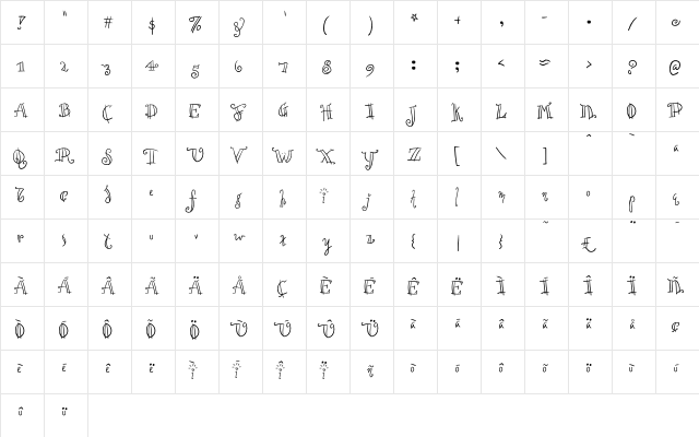 Croissant Regular  glyph index