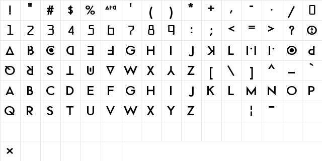 Otomo Regular  glyph index
