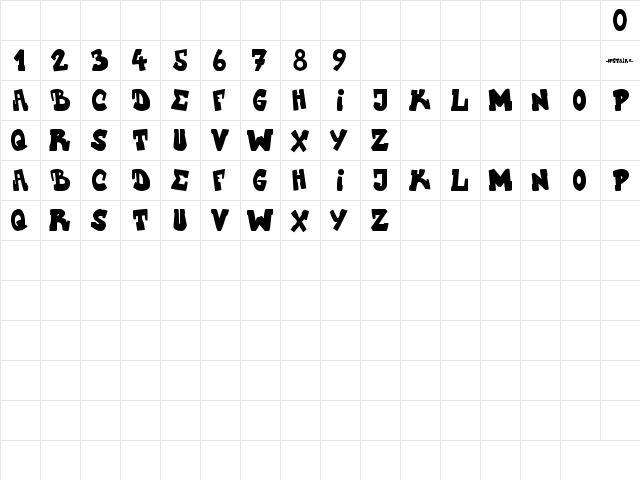 UpstairsCVJMgraff Regular  glyph index